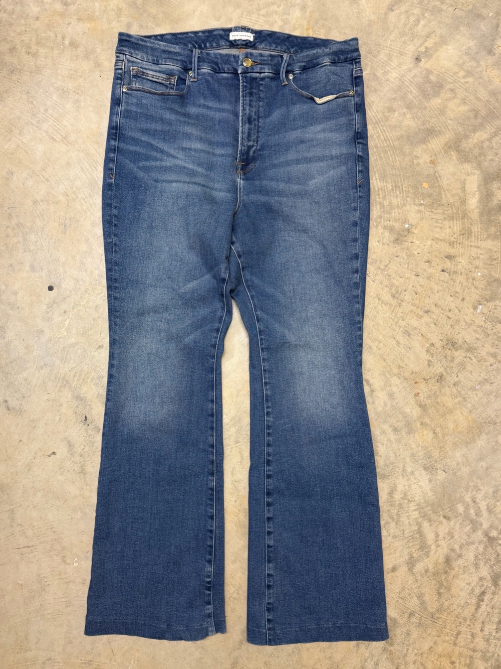 Good American Dark Blue Flare Jeans